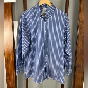 Brooks Brothers Original Polo Shirt Size 17 33 Blue Button Down No Iron Supima